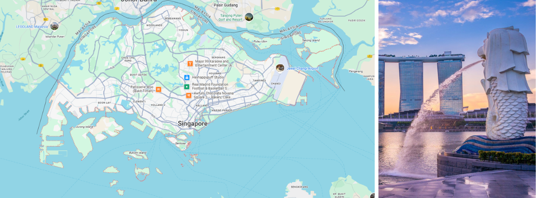 This is a map of Singapore, showing the future smart city road plans for Singapore.