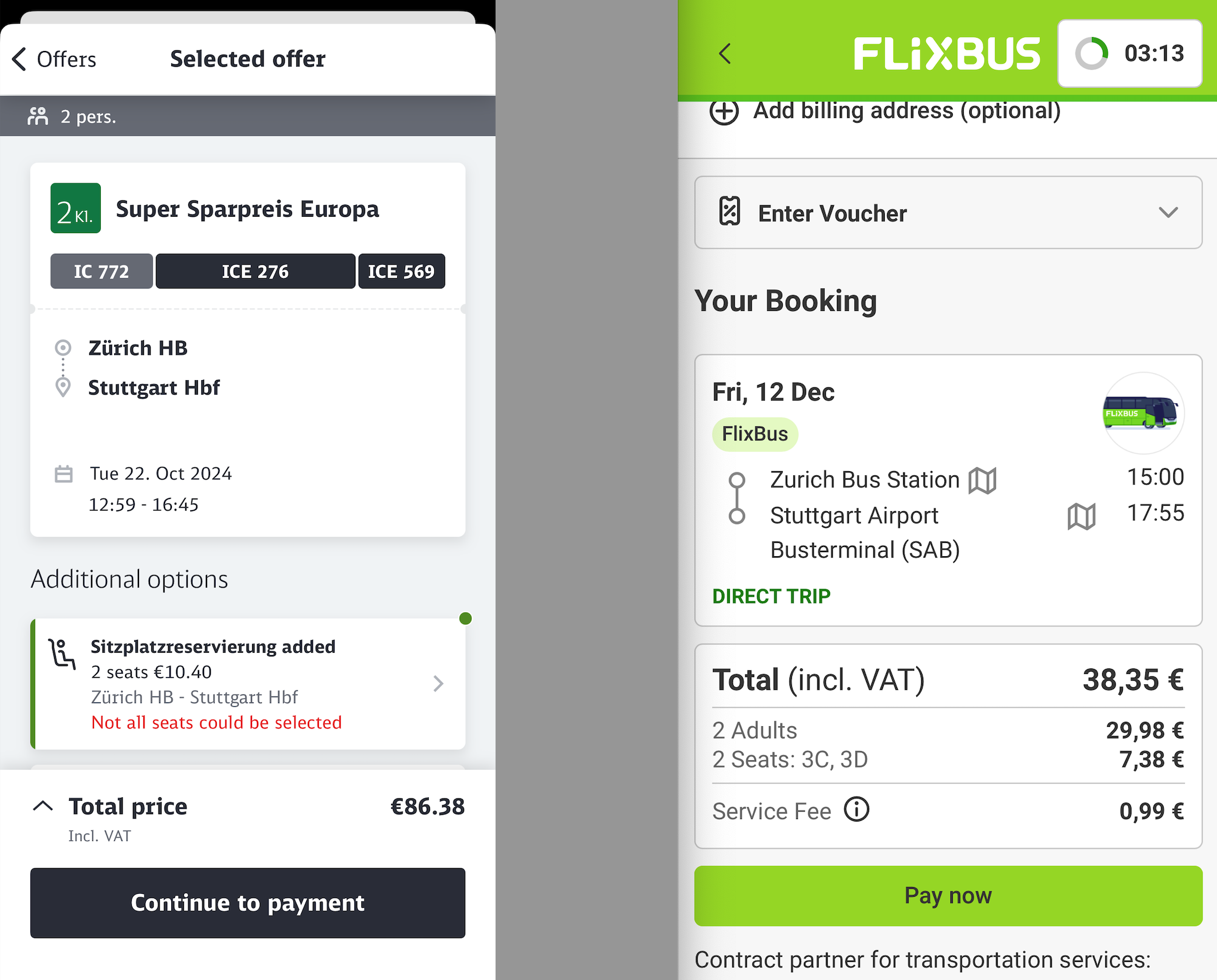 DB(左) 和 FlixBus(右)