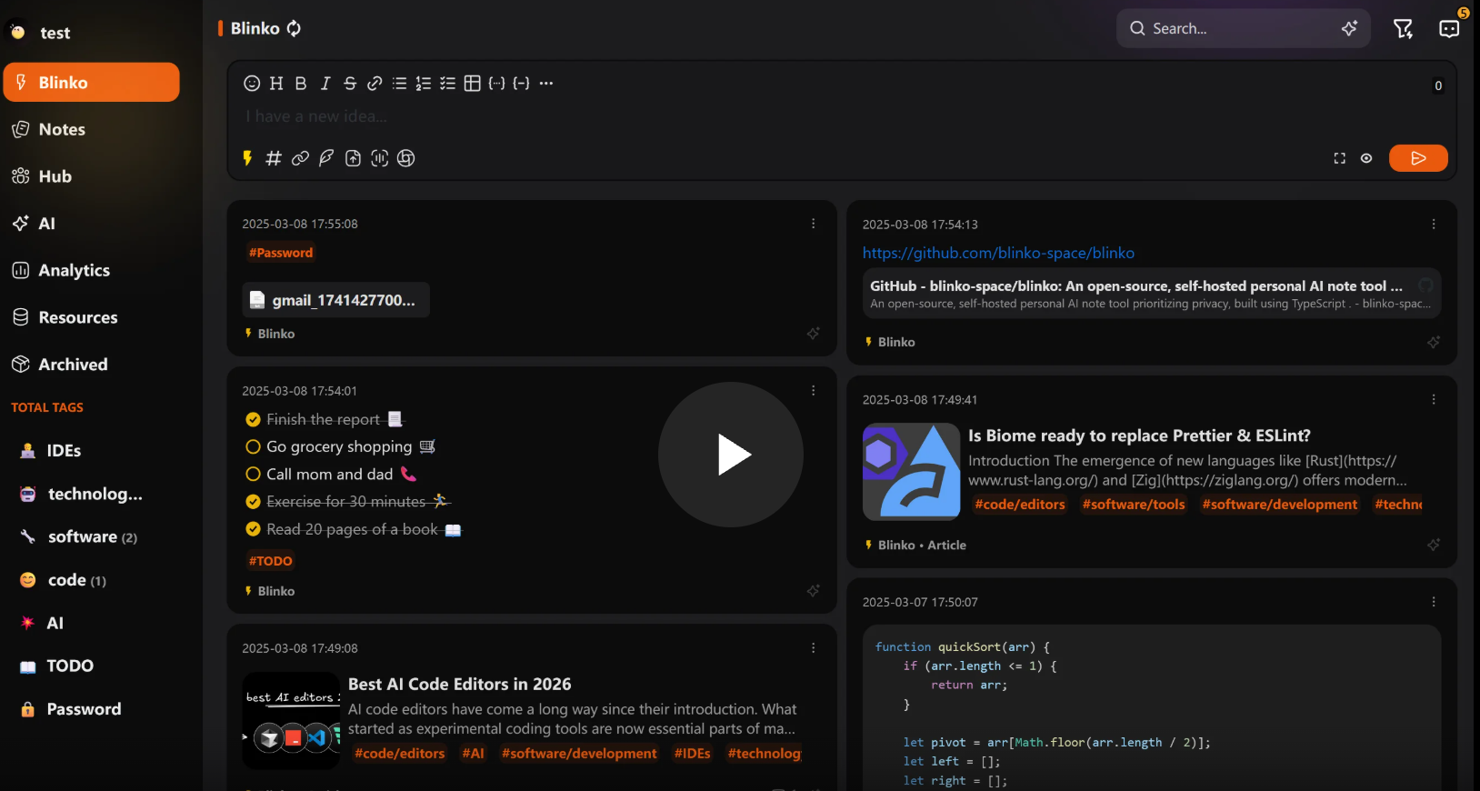 搭建自己的 AI 笔记——— Blinko