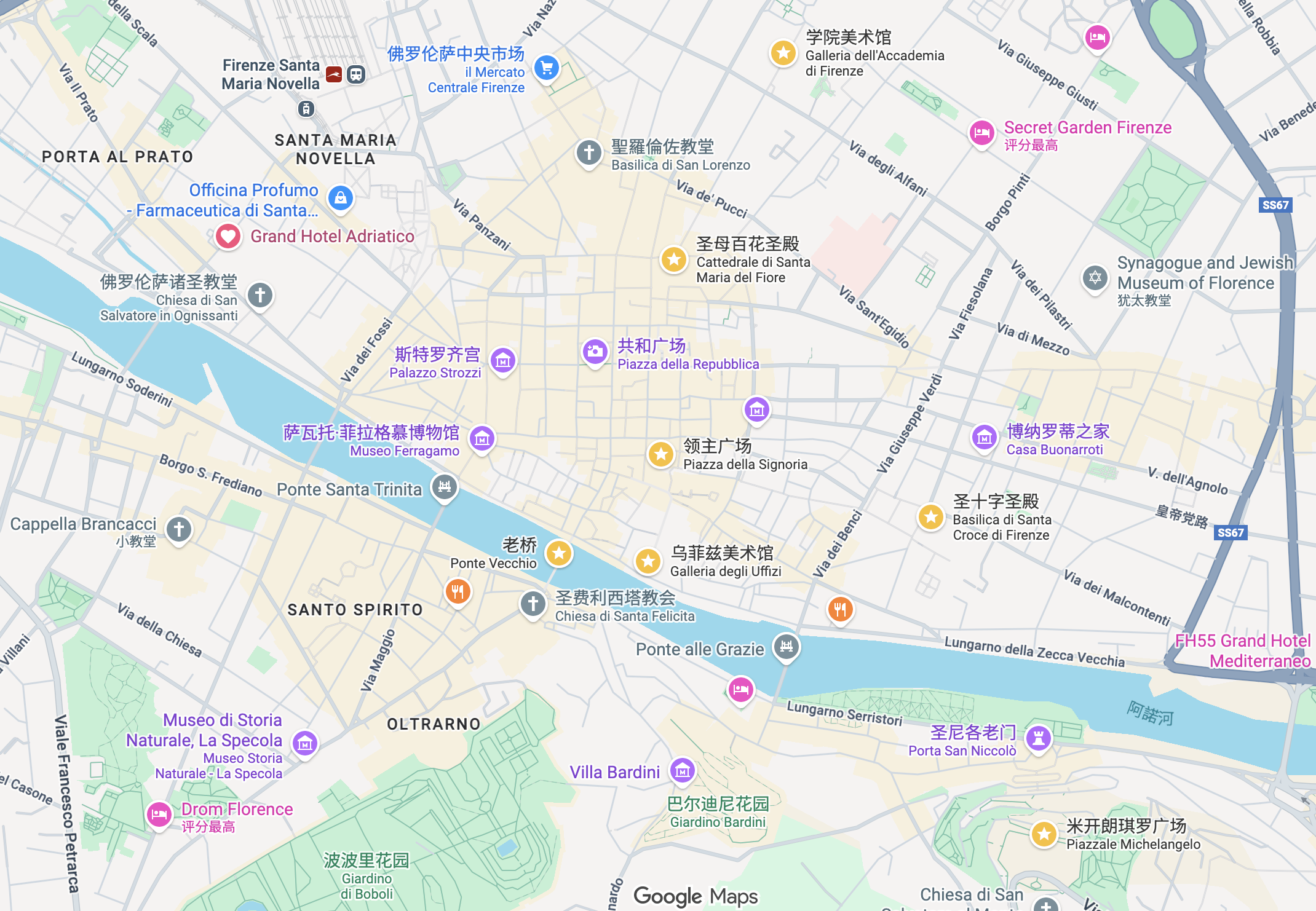 佛罗伦萨行程：⭐️是景点 ❤️是住宿点