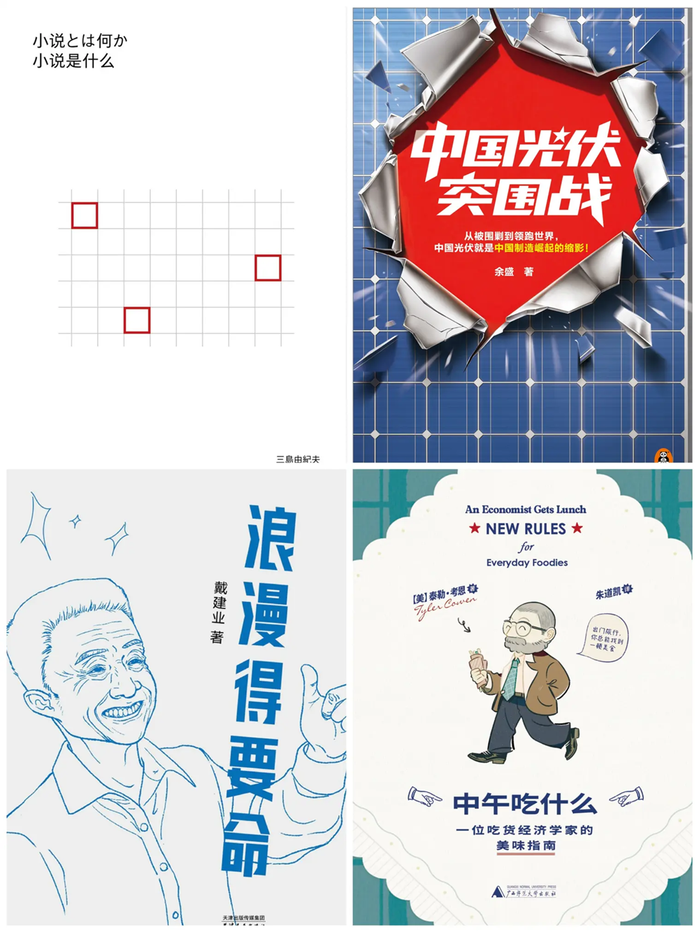 新书四本 《浪滉得要命》 《小说是什么》 《中国光伏突围战》 《中午吃什么:一位吃货经济学家的美味指南》
